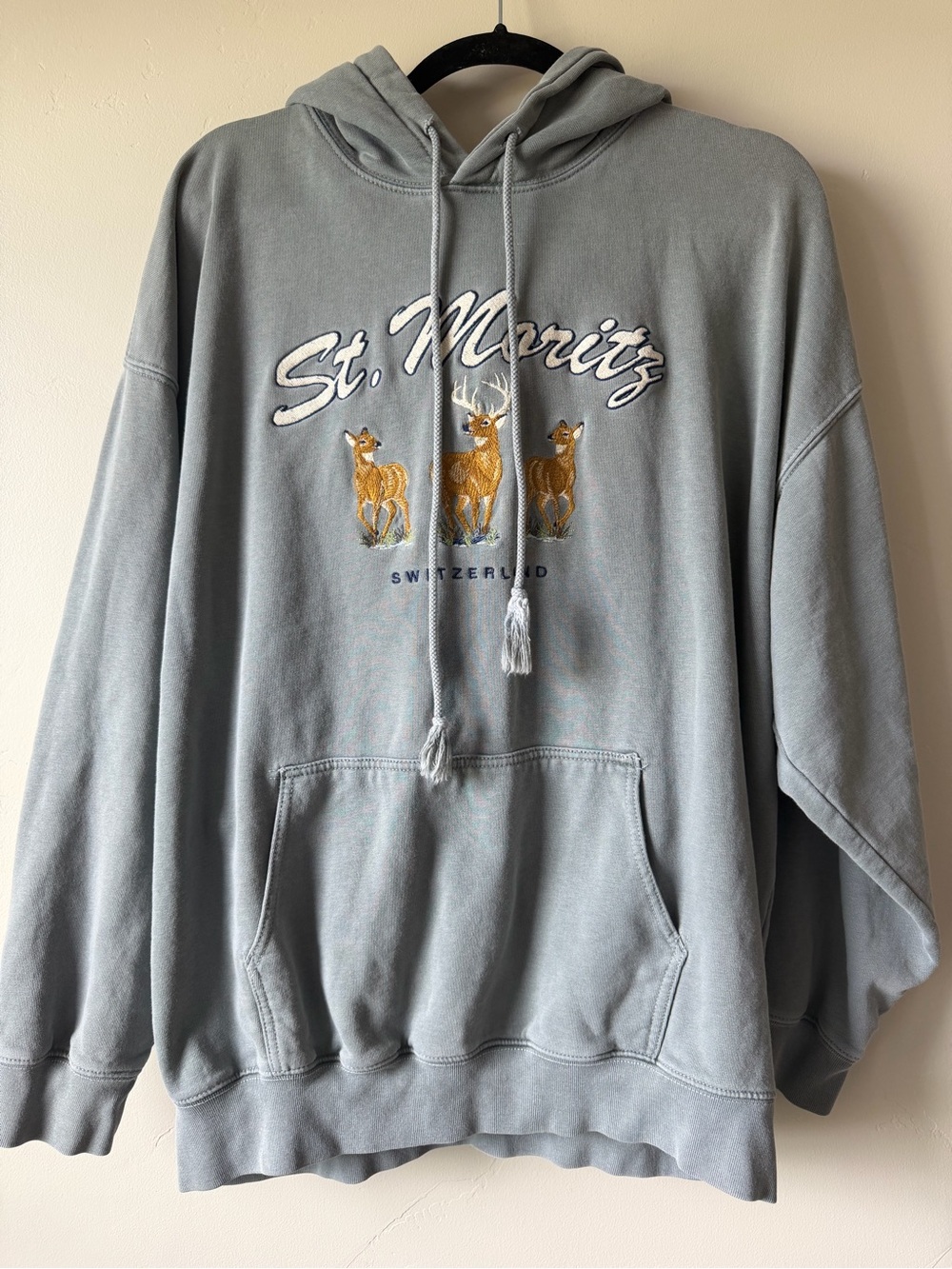 Women’s Brandy Melville St. Moritz Embroidered Deer Hoodie One Size